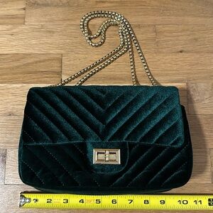 Dark green velvet crossbody or shoulder bag